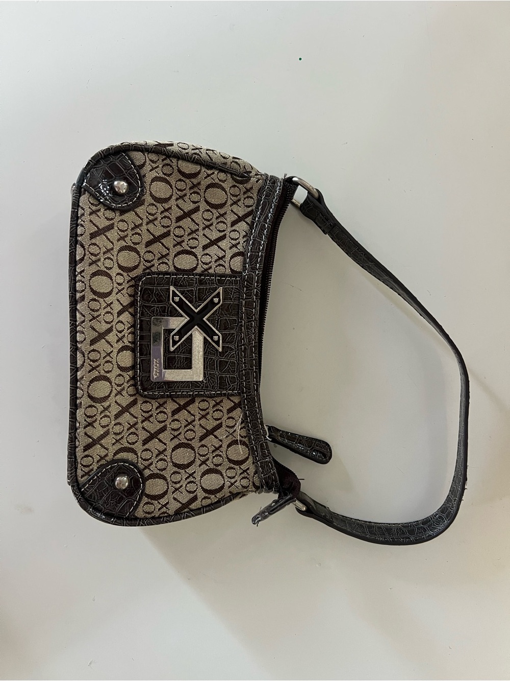 XOXO Brown and Cream Signature Logo Shoulder Bag